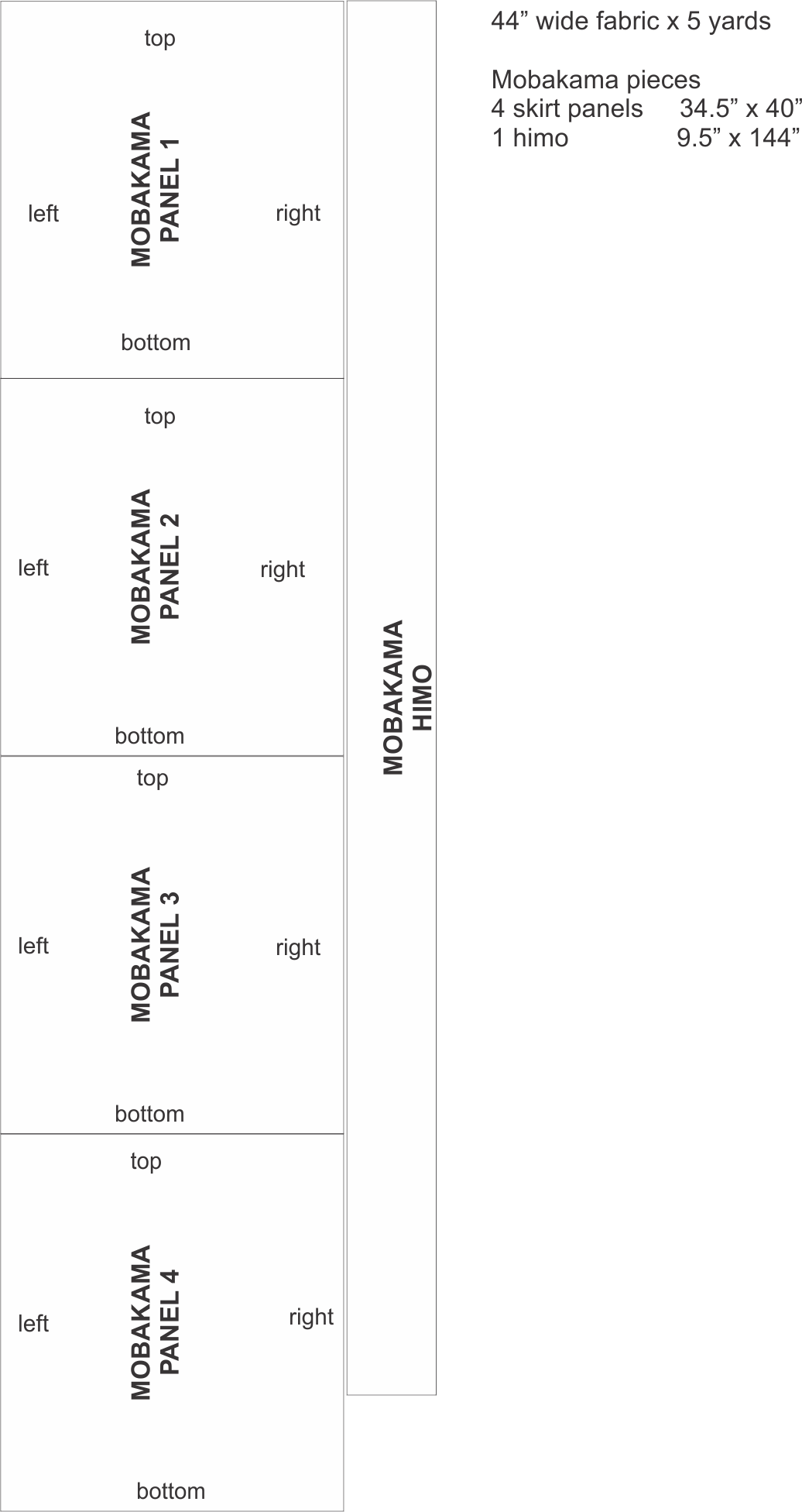 Mobakama layout on 44 inch wide large to extra large size